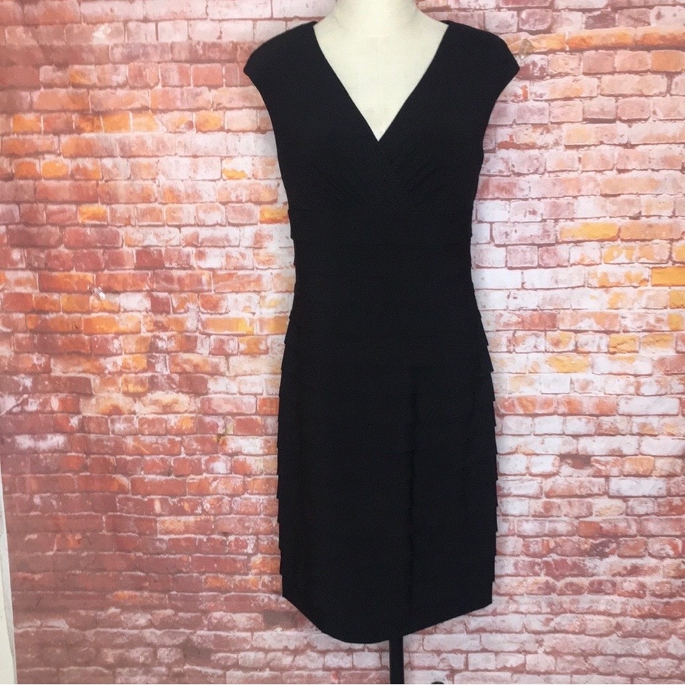 American Living Black Sleeveless Shutter Pleat Cocktail Dress